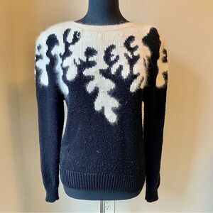 IMARI Sweater Vintage Angora Blend Beaded Black White 80s